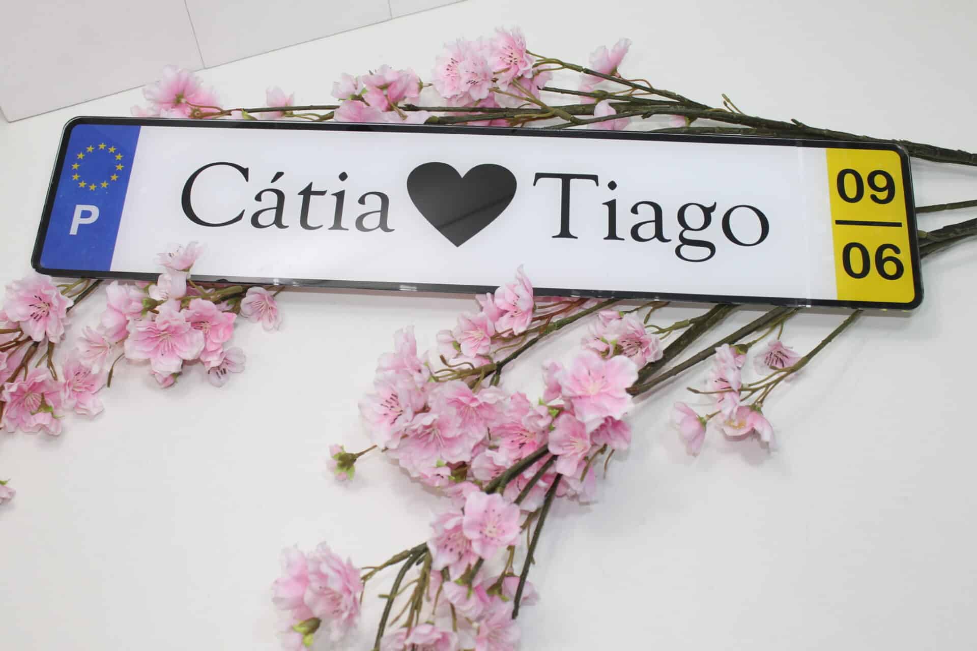 Placa Matricula Carro Casamento