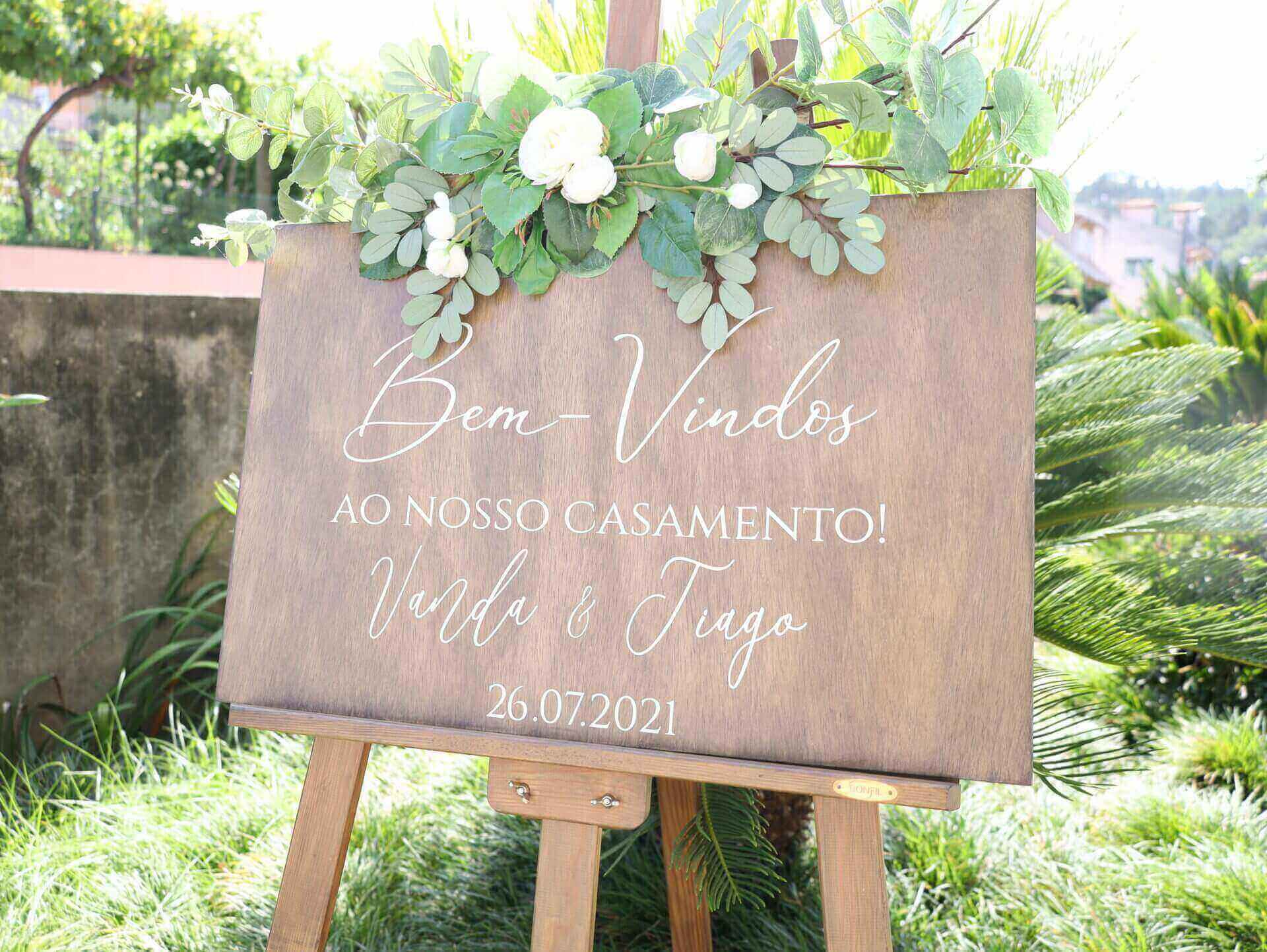 Placa Casamento Rústica BoasVindas