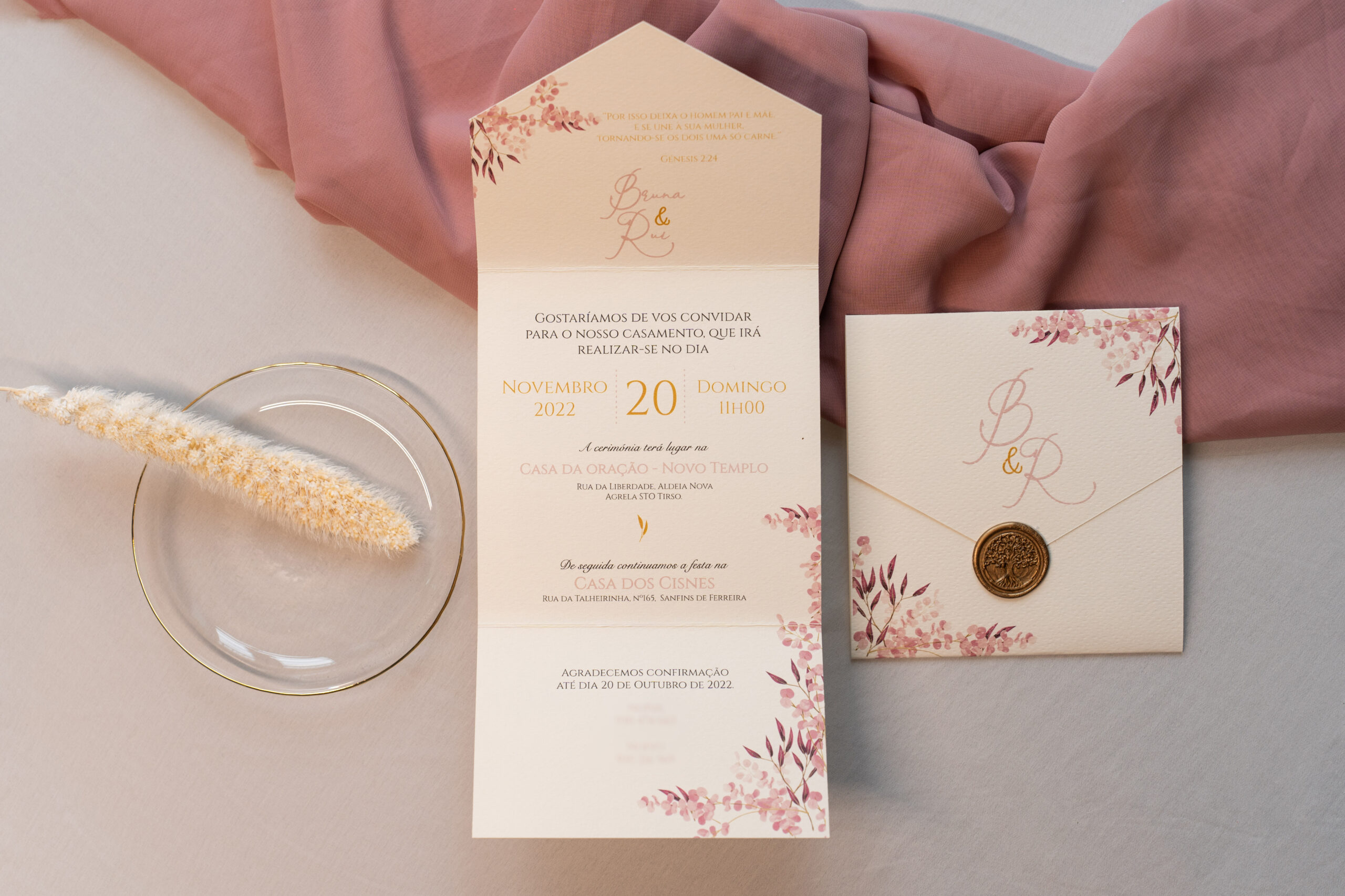 Convite Casamento Simples Floral 9