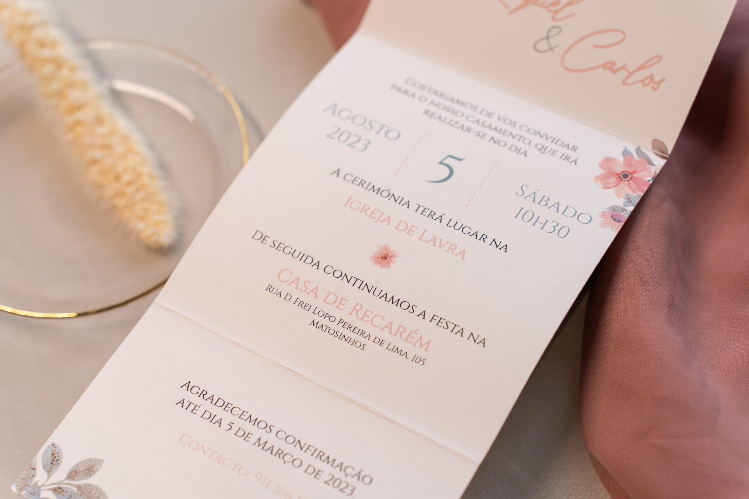 Convite Casamento Simples Floral 7