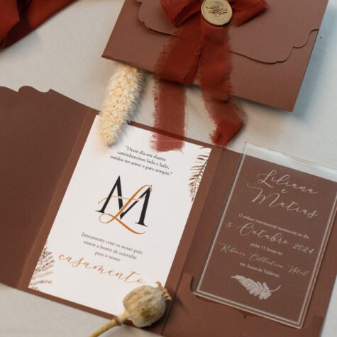 Imagem do produto Convite Casamento Acrílico Terracota