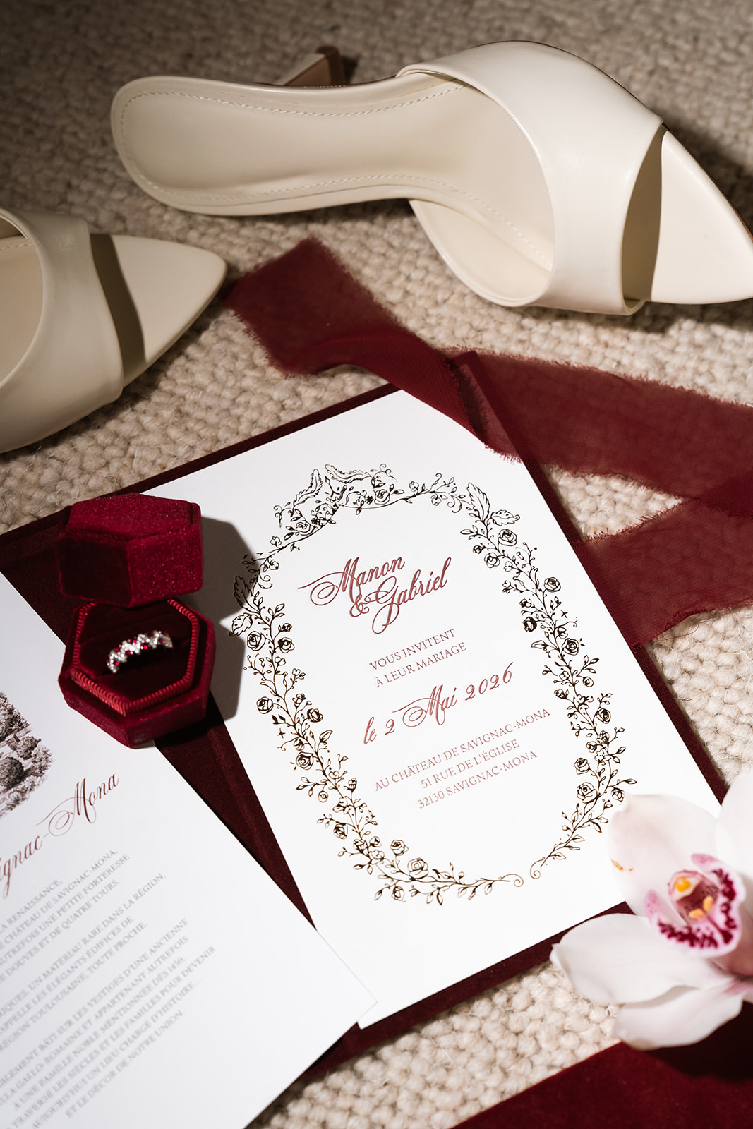 Convite Casamento Bordeaux Veludo 3