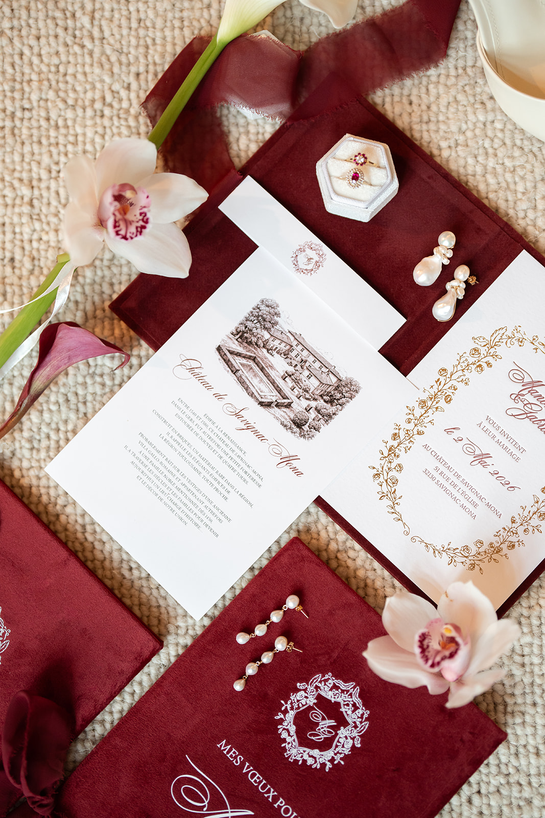 Convite Casamento Bordeaux Veludo 2