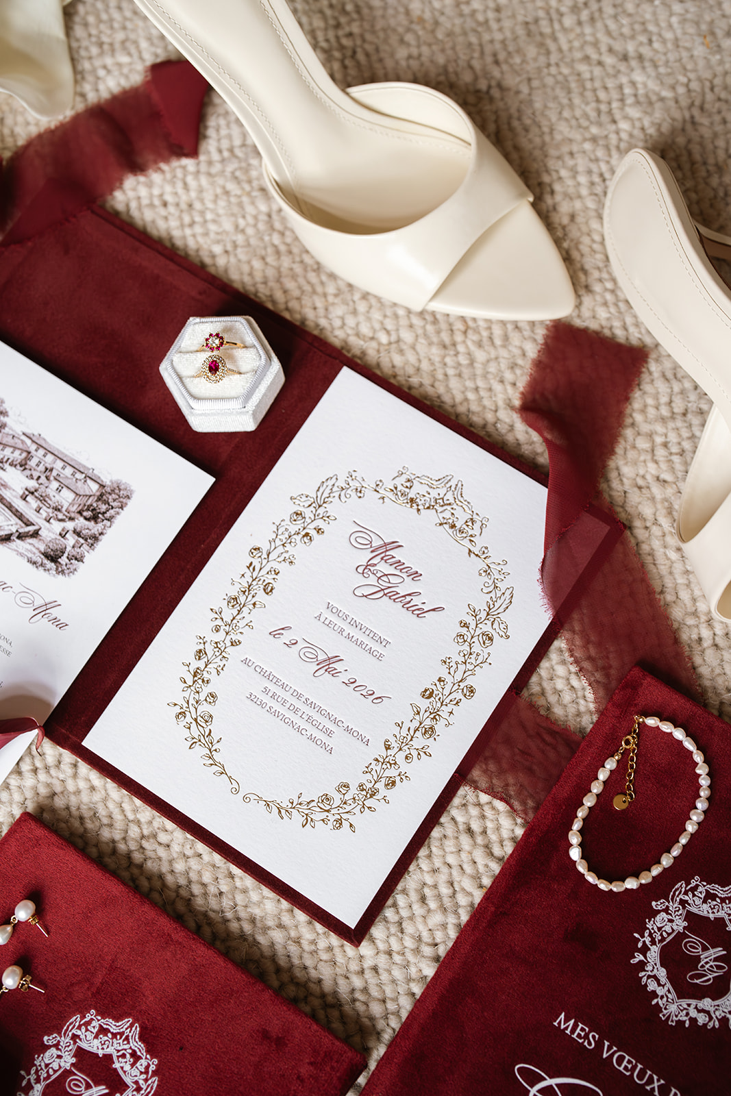 Convite Casamento Bordeaux Veludo 1