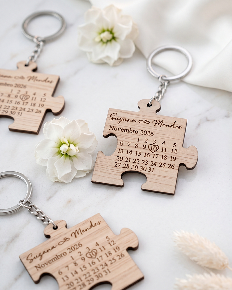 Lembrança Casamento Puzzle Madeira 1