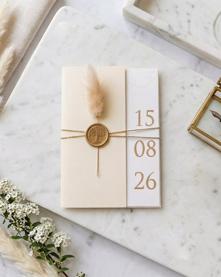 Convite Bodas Ouro Elegante