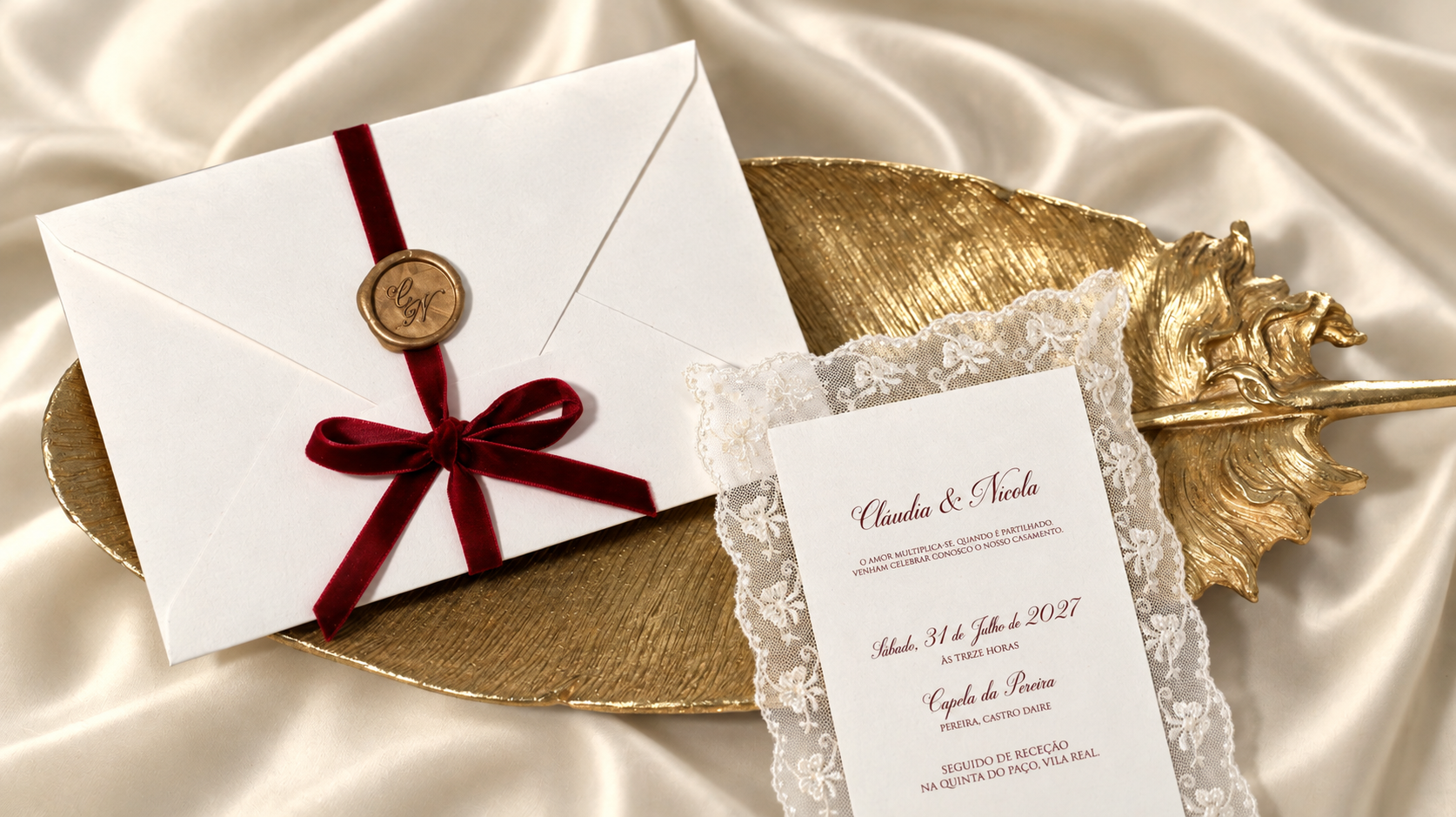 Convites Casamento Envelope Bordeaux