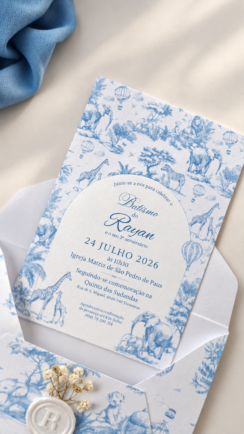 Convite Batizado Vintage Floral 3