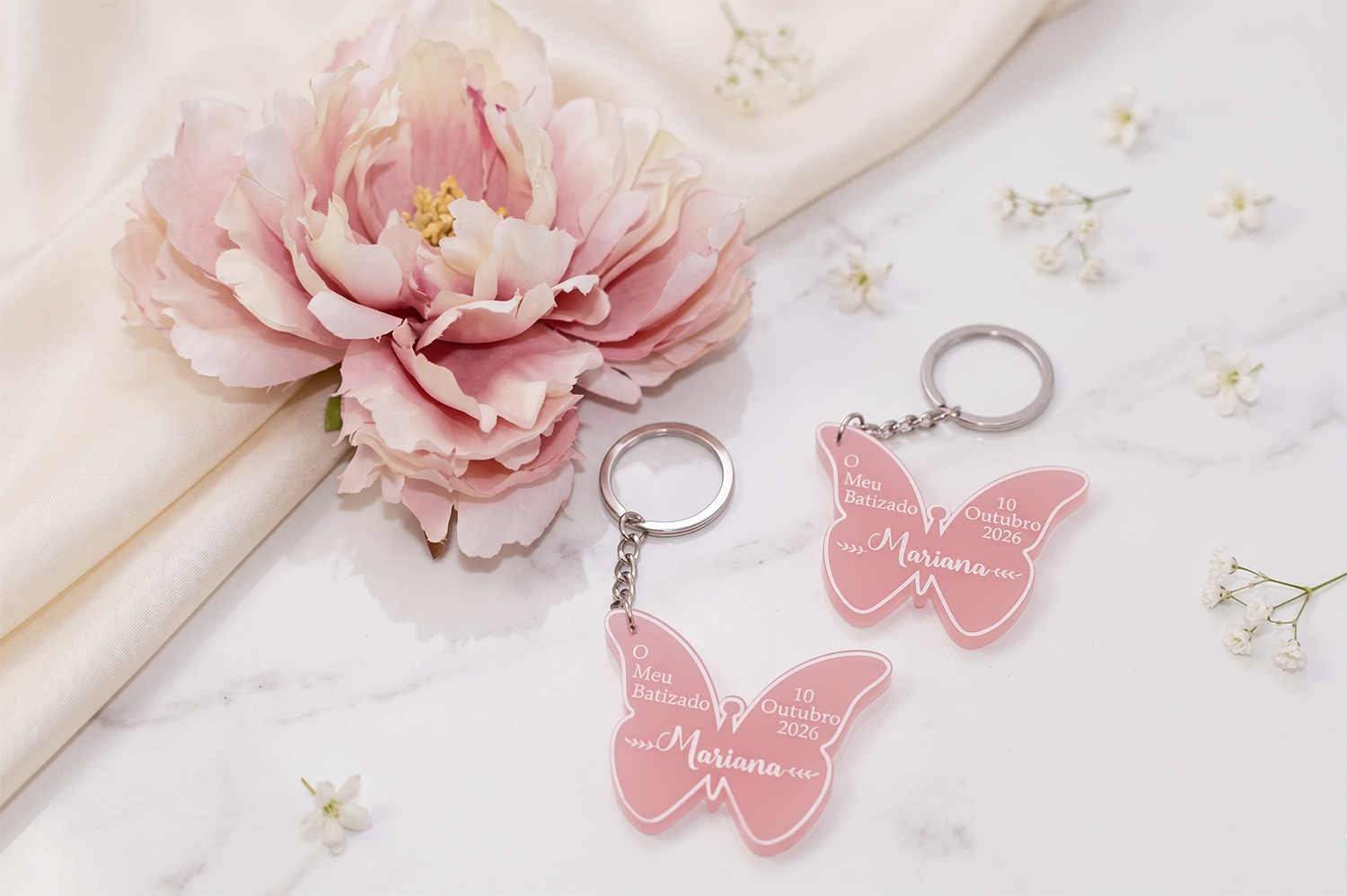 Lembrança Batizado Borboleta Rosa 2