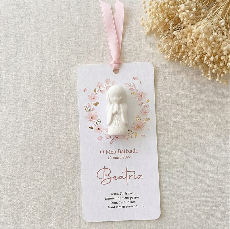 Lembrança Batizado Anjo-coração Cartão