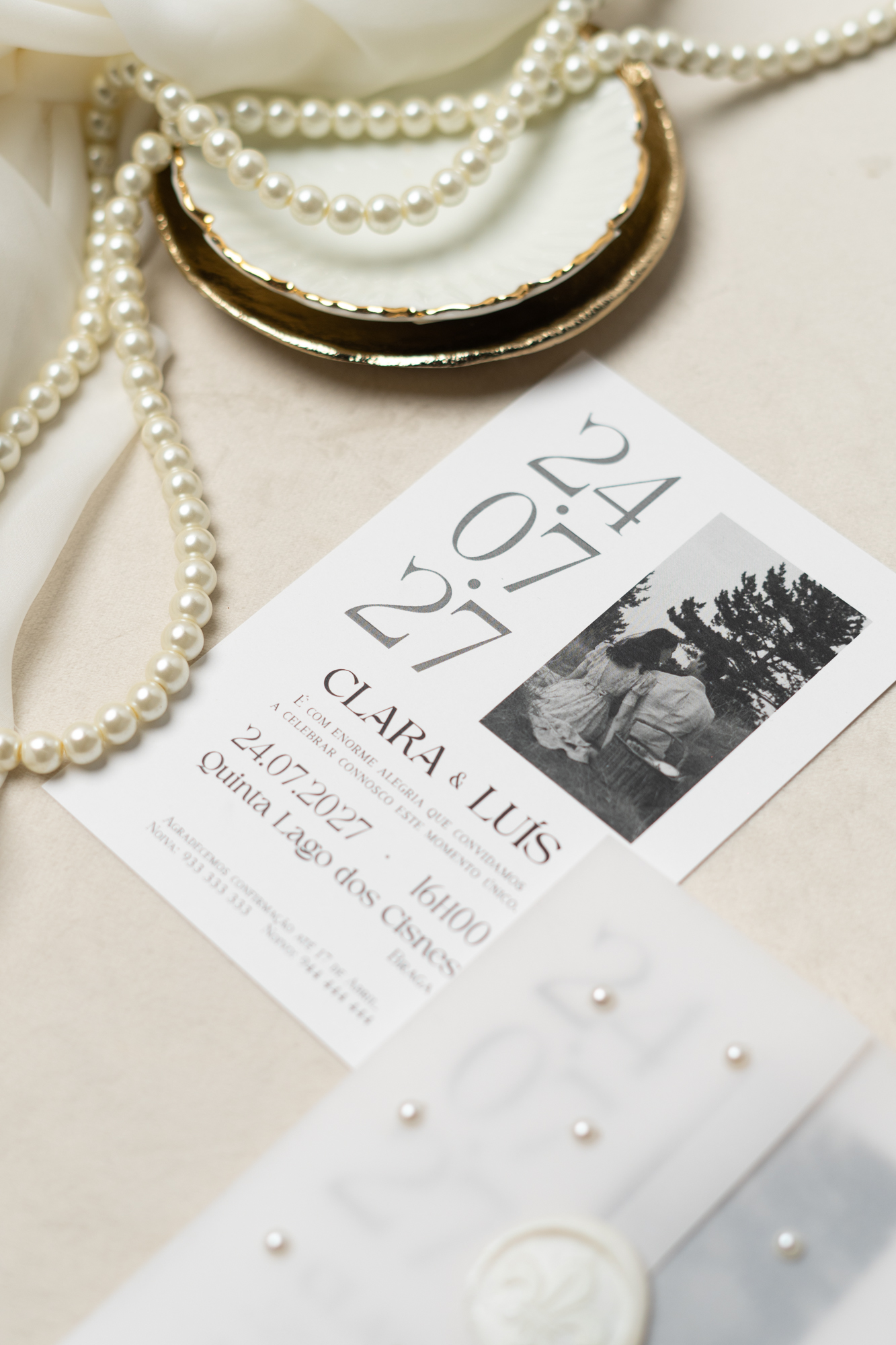 Convite Casamento Moderno Pérolas 1