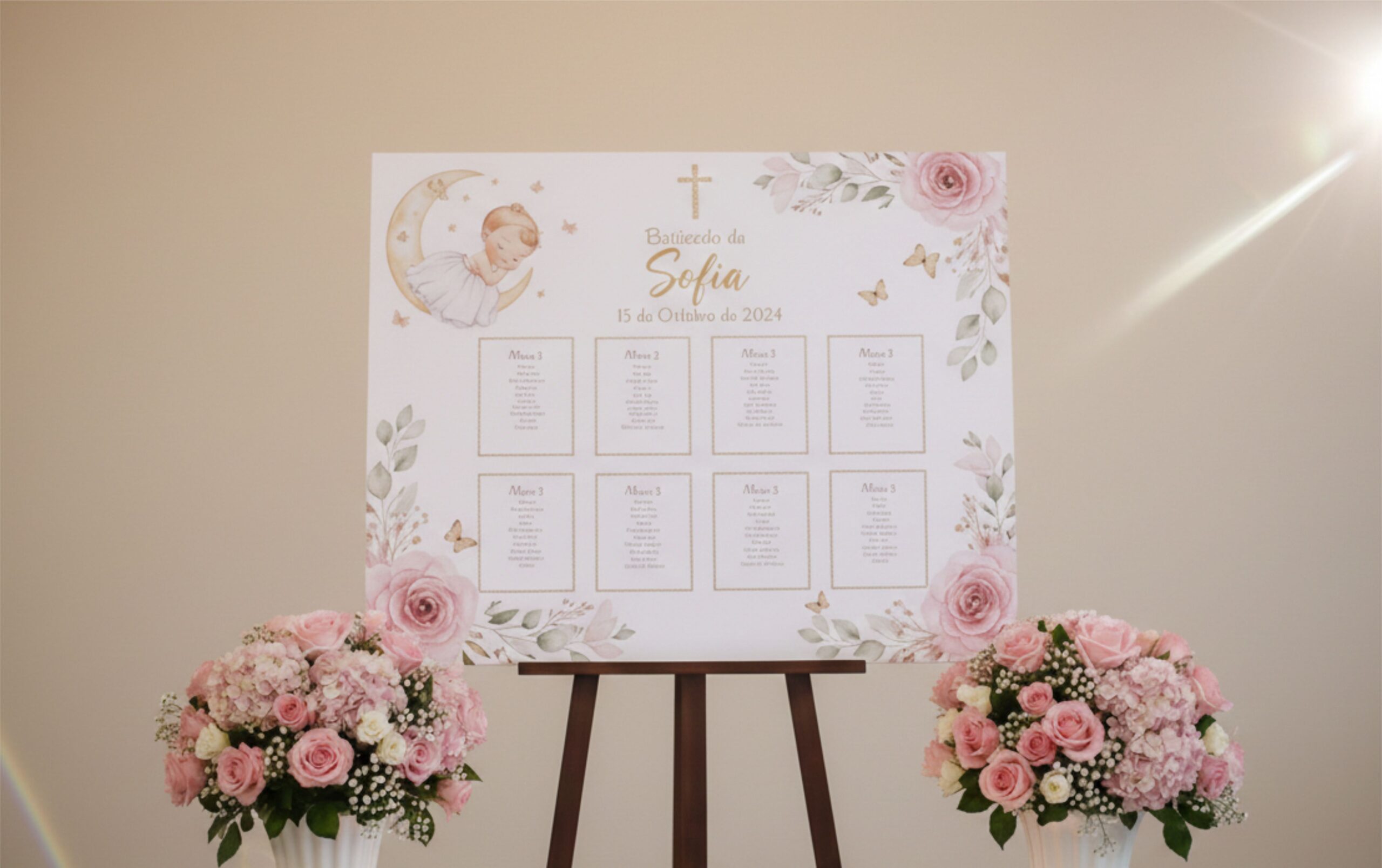 Placard Batizado Nome Menina