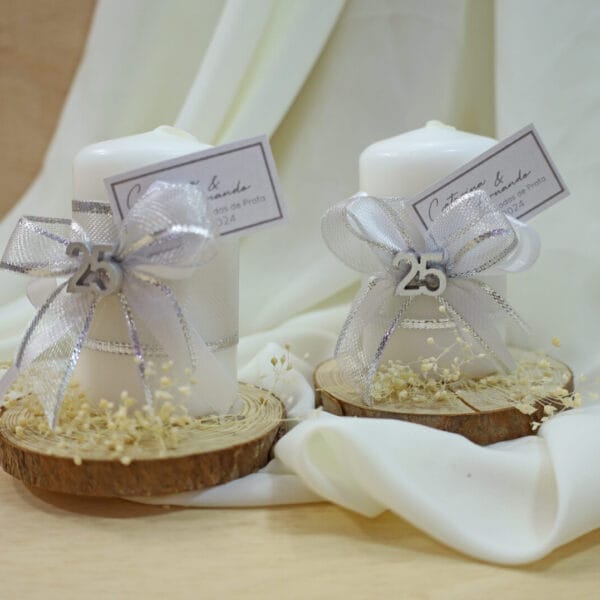 Lembranças vela para bodas de 25 anos