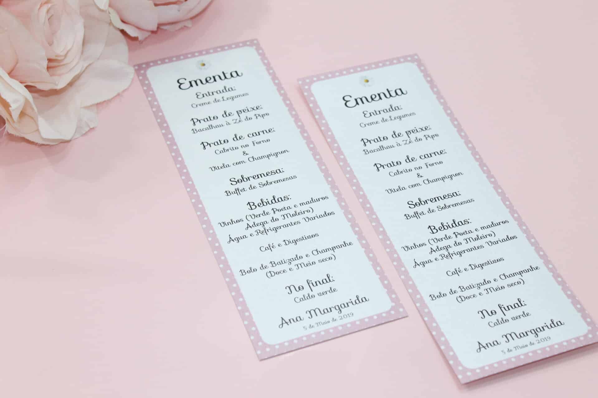 Ementa Batizado Tema Margarida