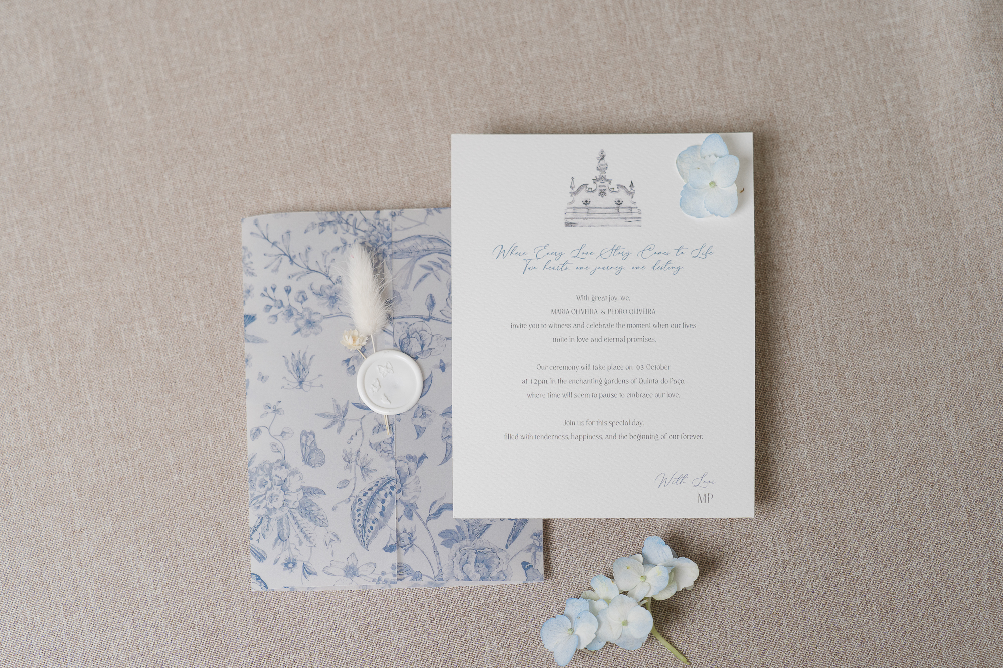 Convite para Padrinhos Casamento Romântico