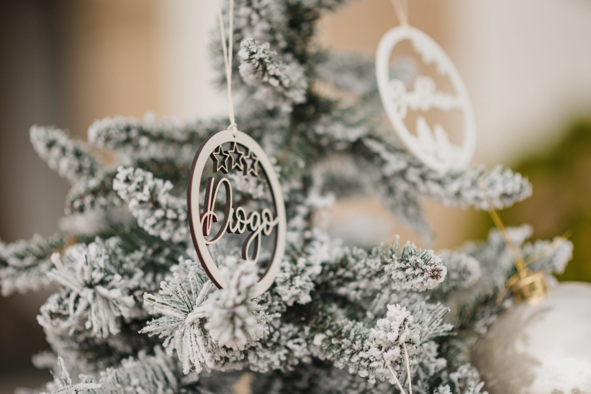 Bola Natal Personalizada MDF-Branco