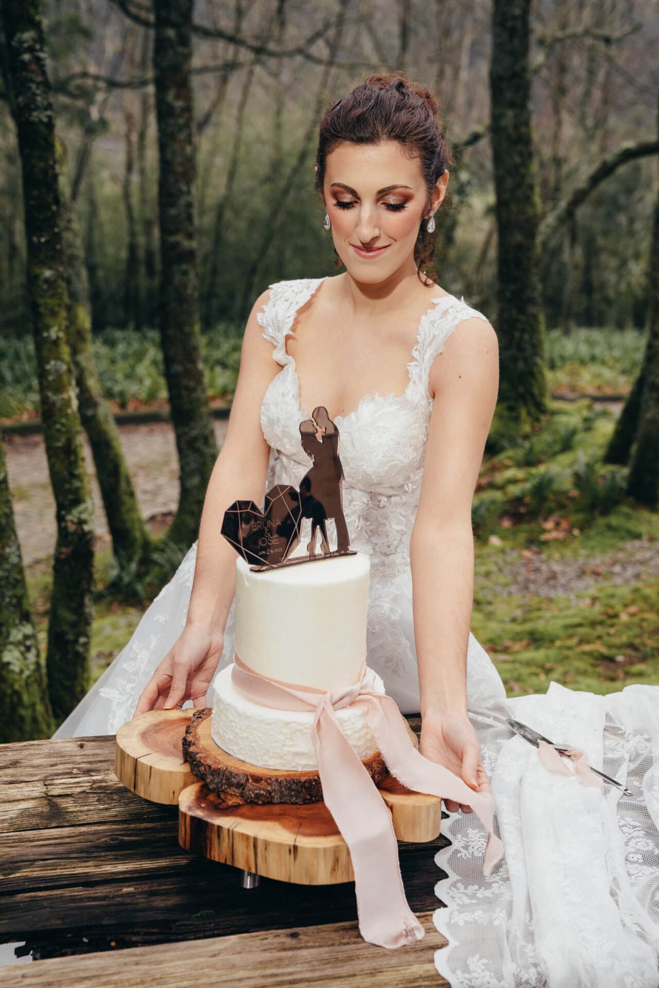 Topo Bolo Casamento Acrílico-Bronze