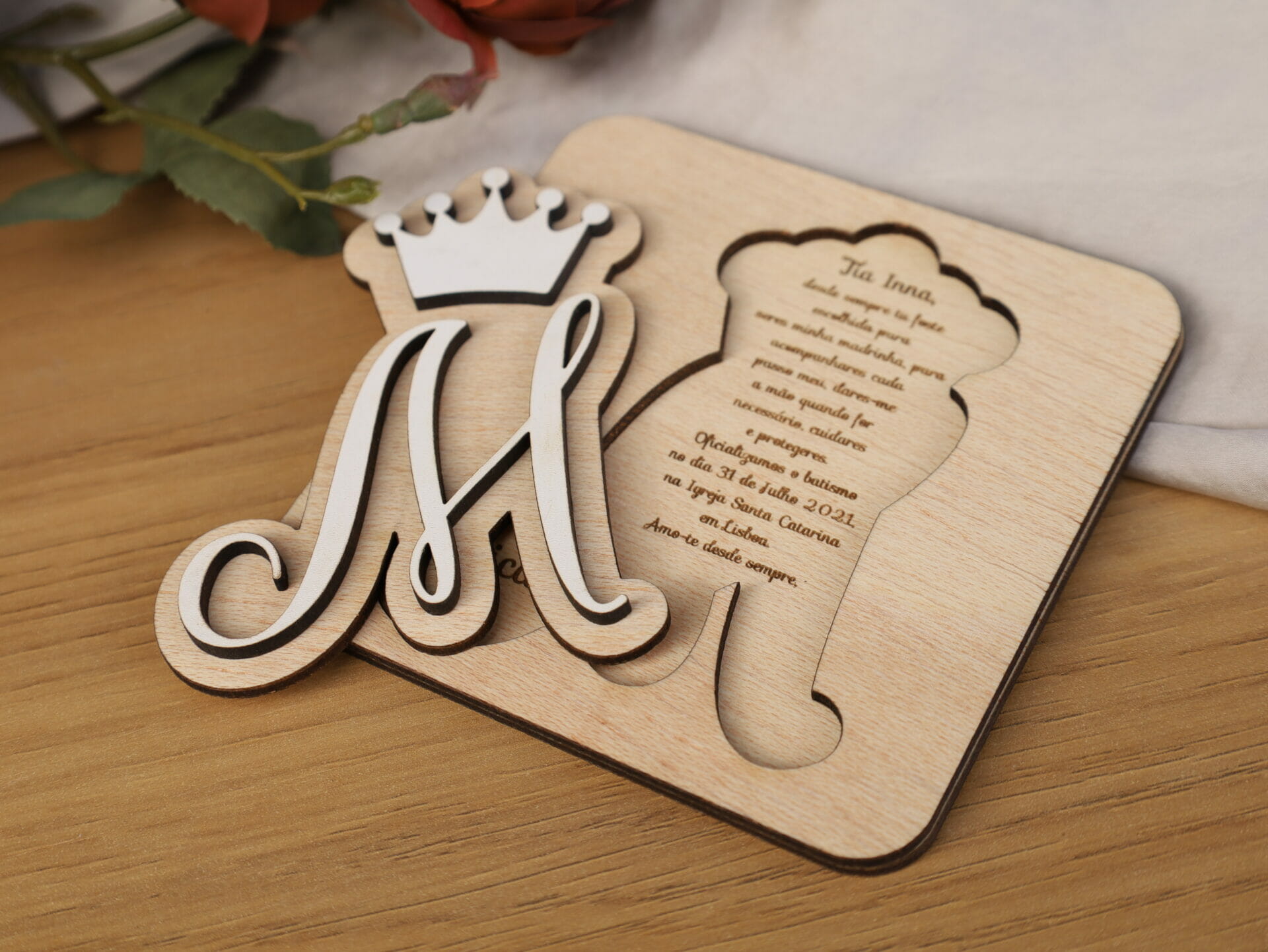 Convite Padrinhos Batismo Madeira