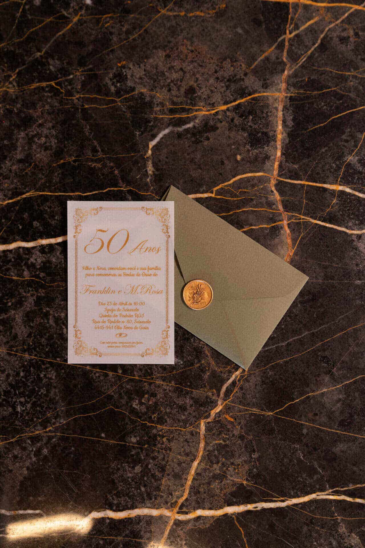 Convite Bodas Ouro Lacre