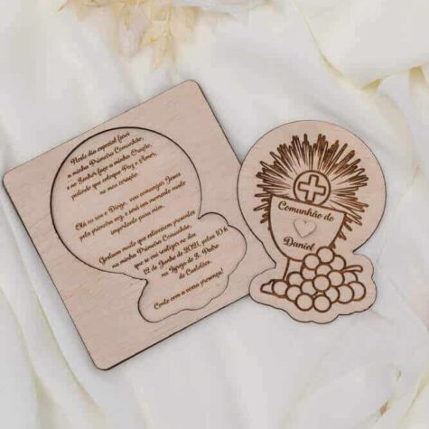 Imagem do produto Convite Comunhão Madeira Original
