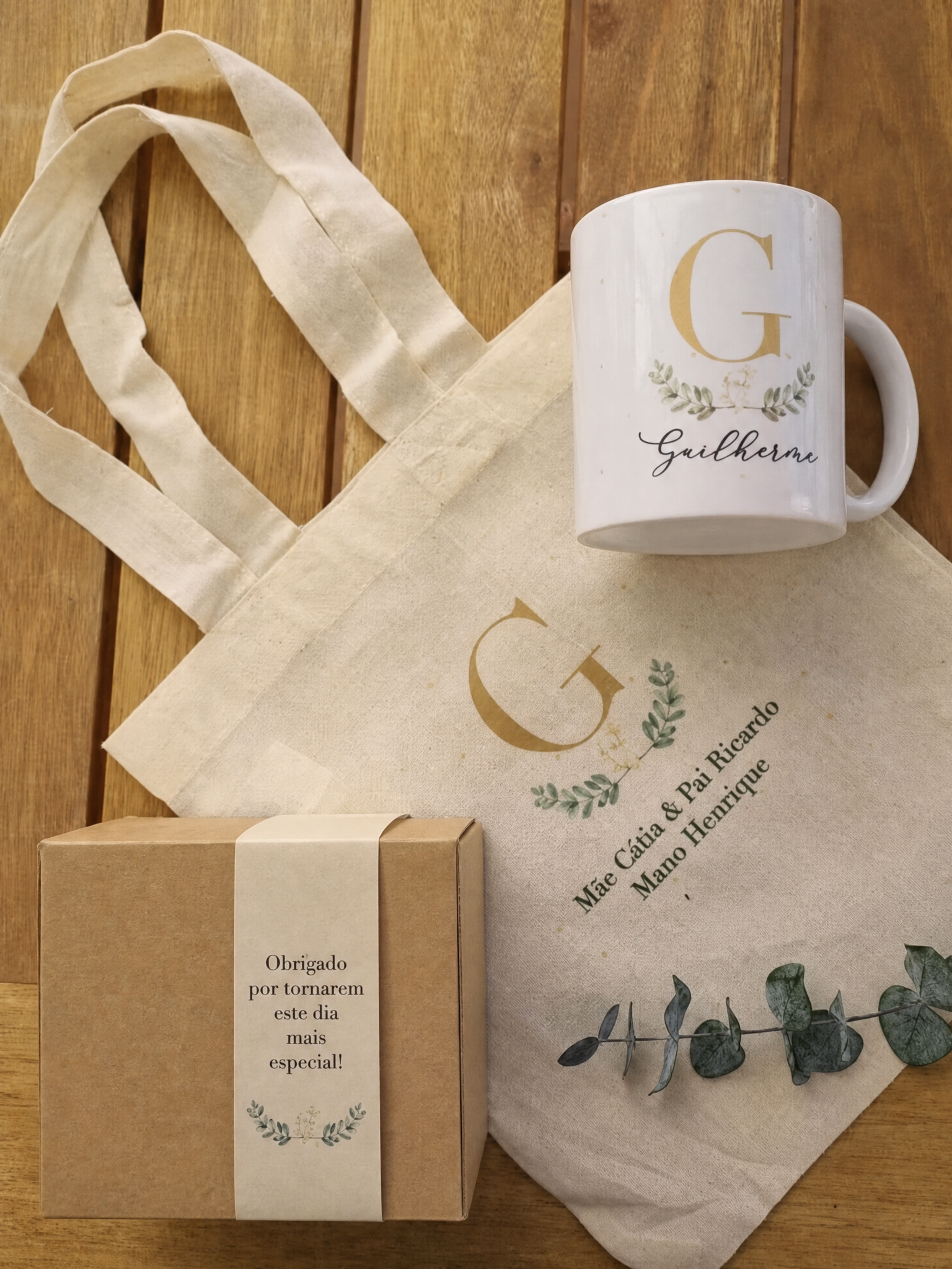 Recuerdo de bautizo: taza y bolsa