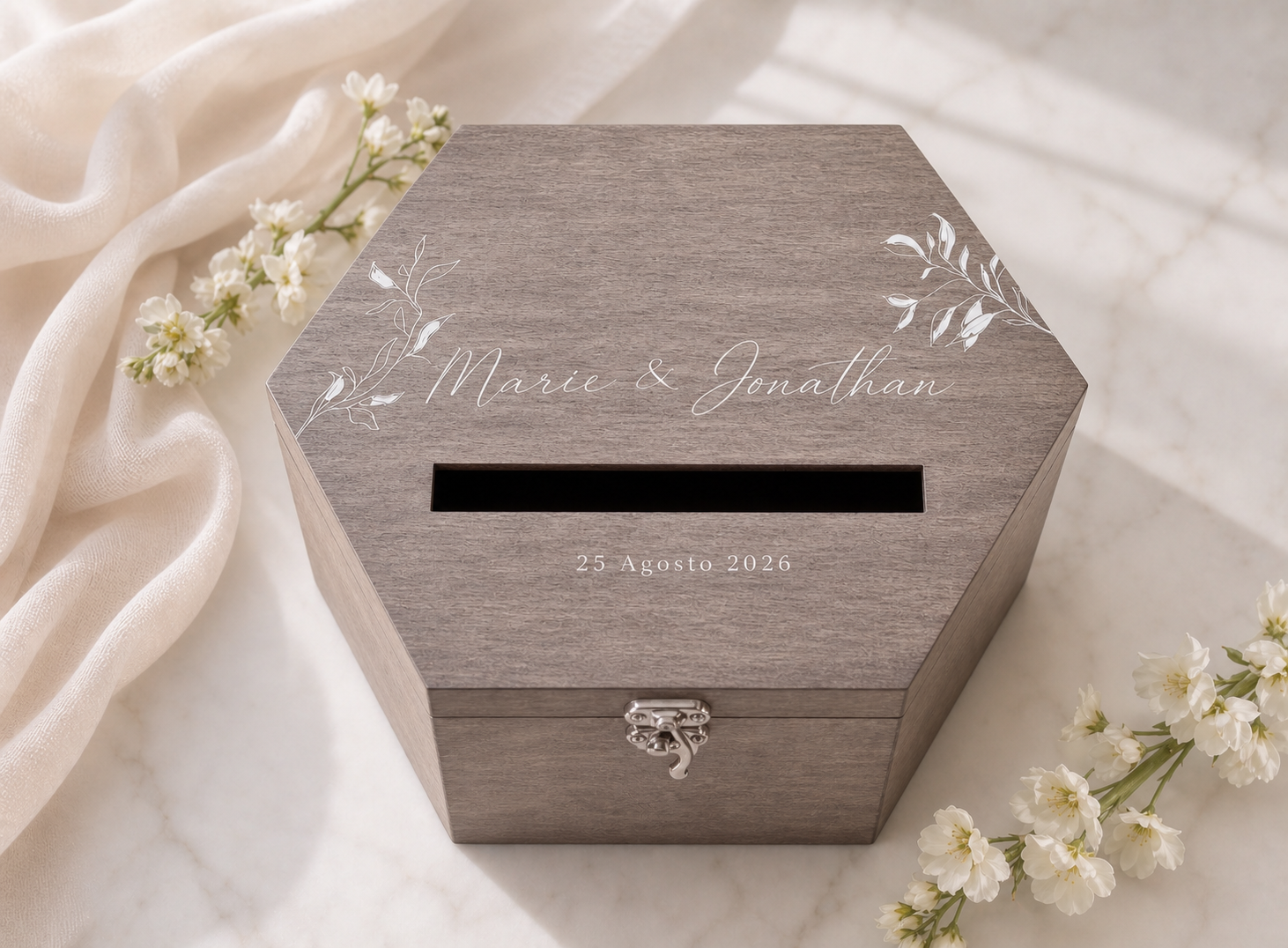 Caixa Envelopes Hexágono Casamento