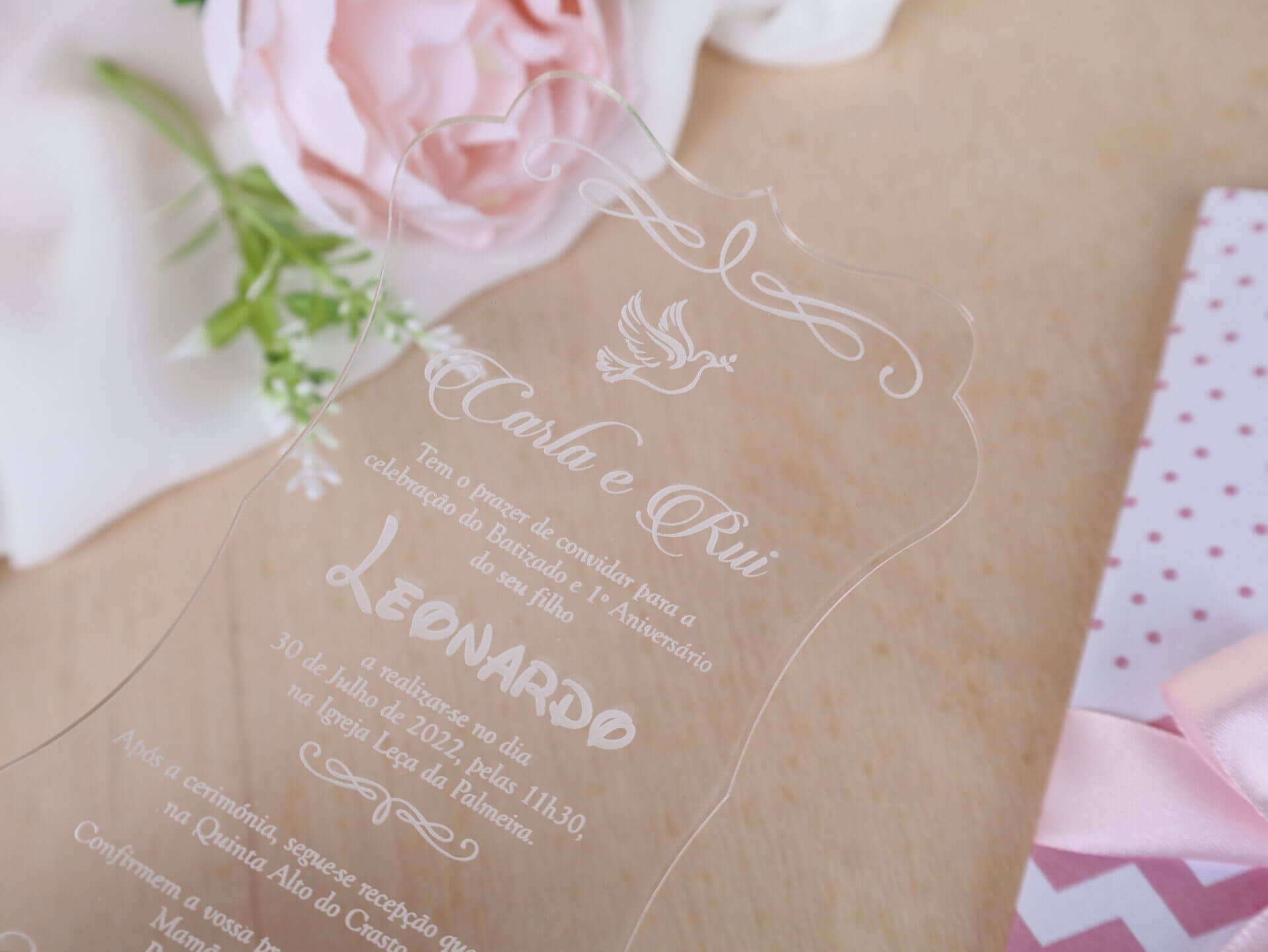 Convite Casamento e Batizado Acrílico