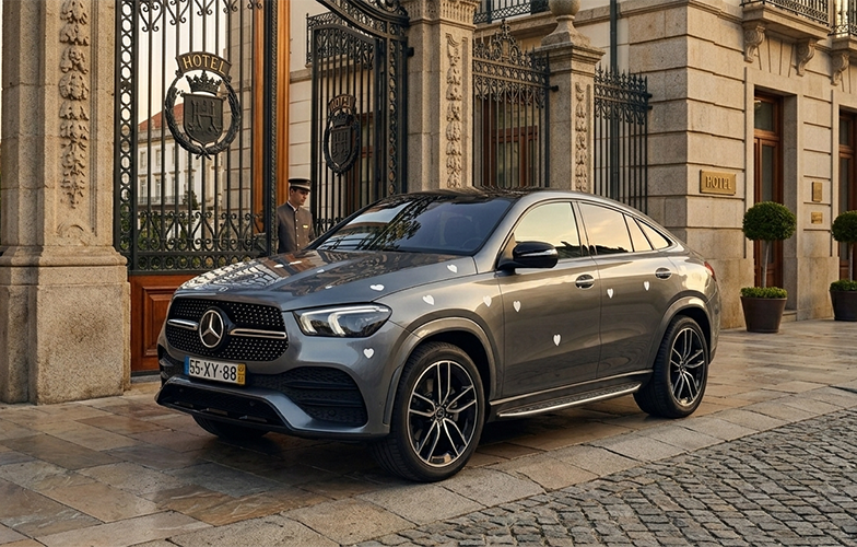 Corações Carro Vinil Casamento-10cm