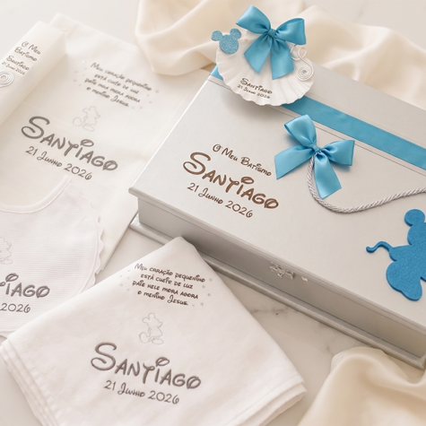 Image du produit Serviette de baptême Mickey Blue