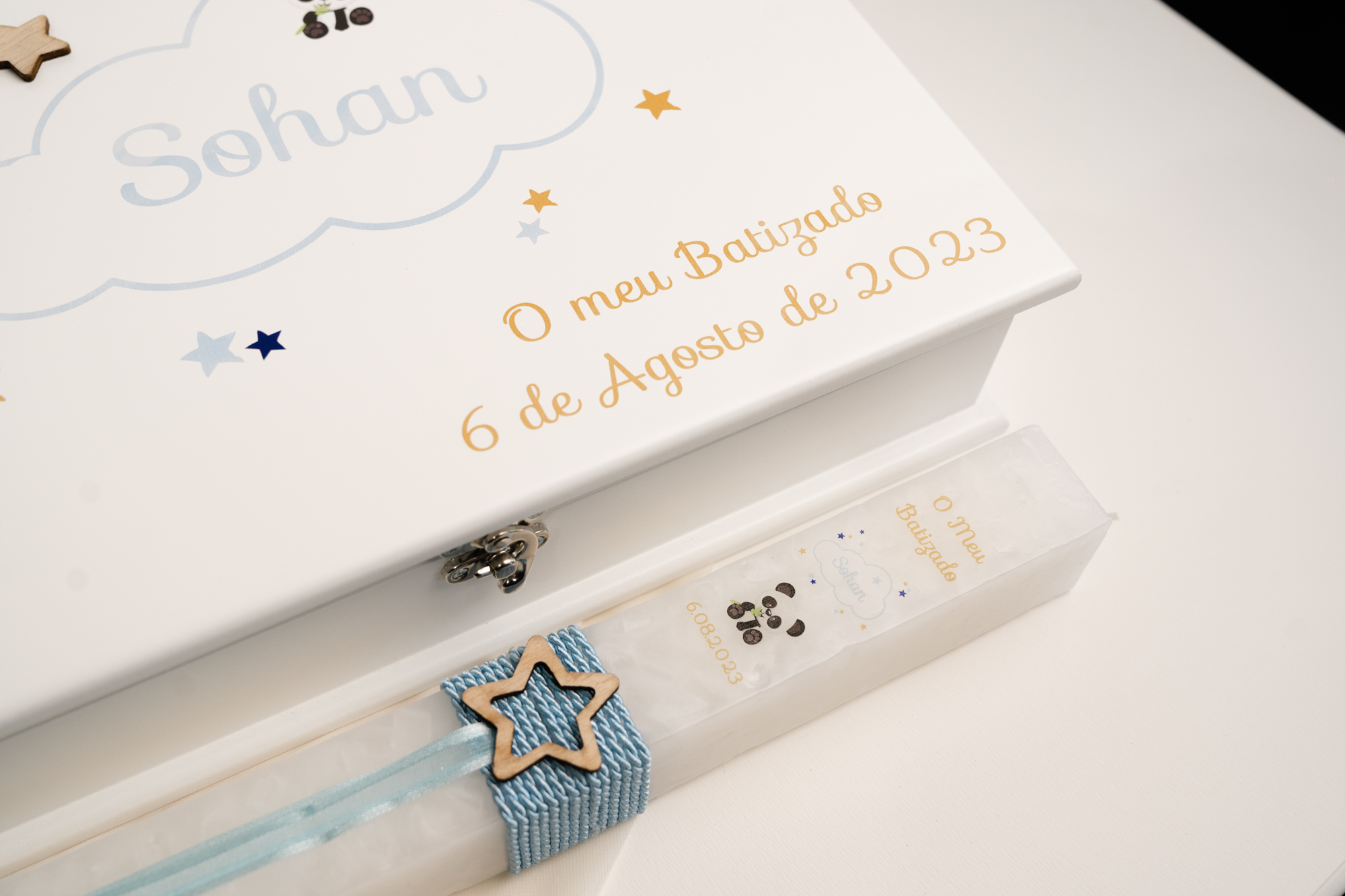 conjunto de batizado para menino com panda