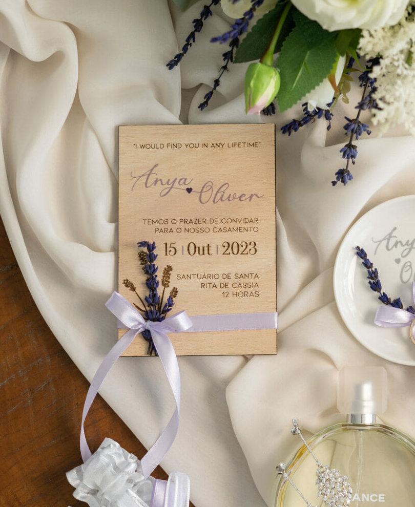 Convite Casamento Madeira Elegante 4