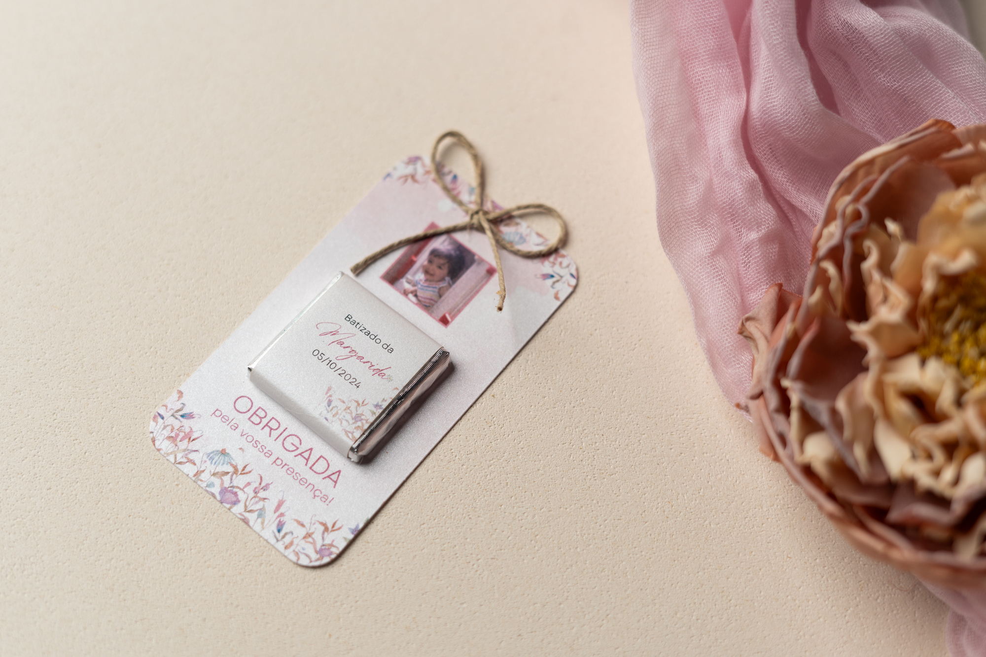 Lembrança Batismo Chocolates Cartão