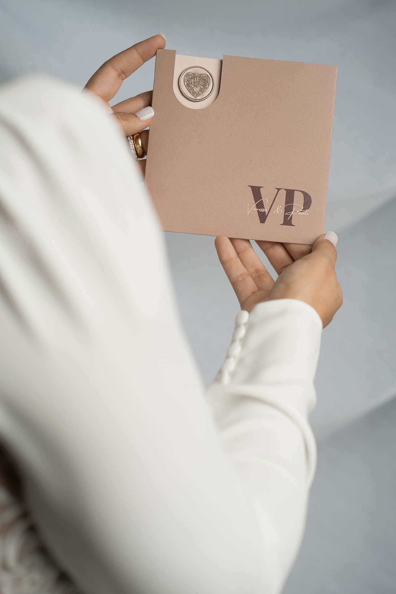 Convites casamento quadrado com foil rosa gold