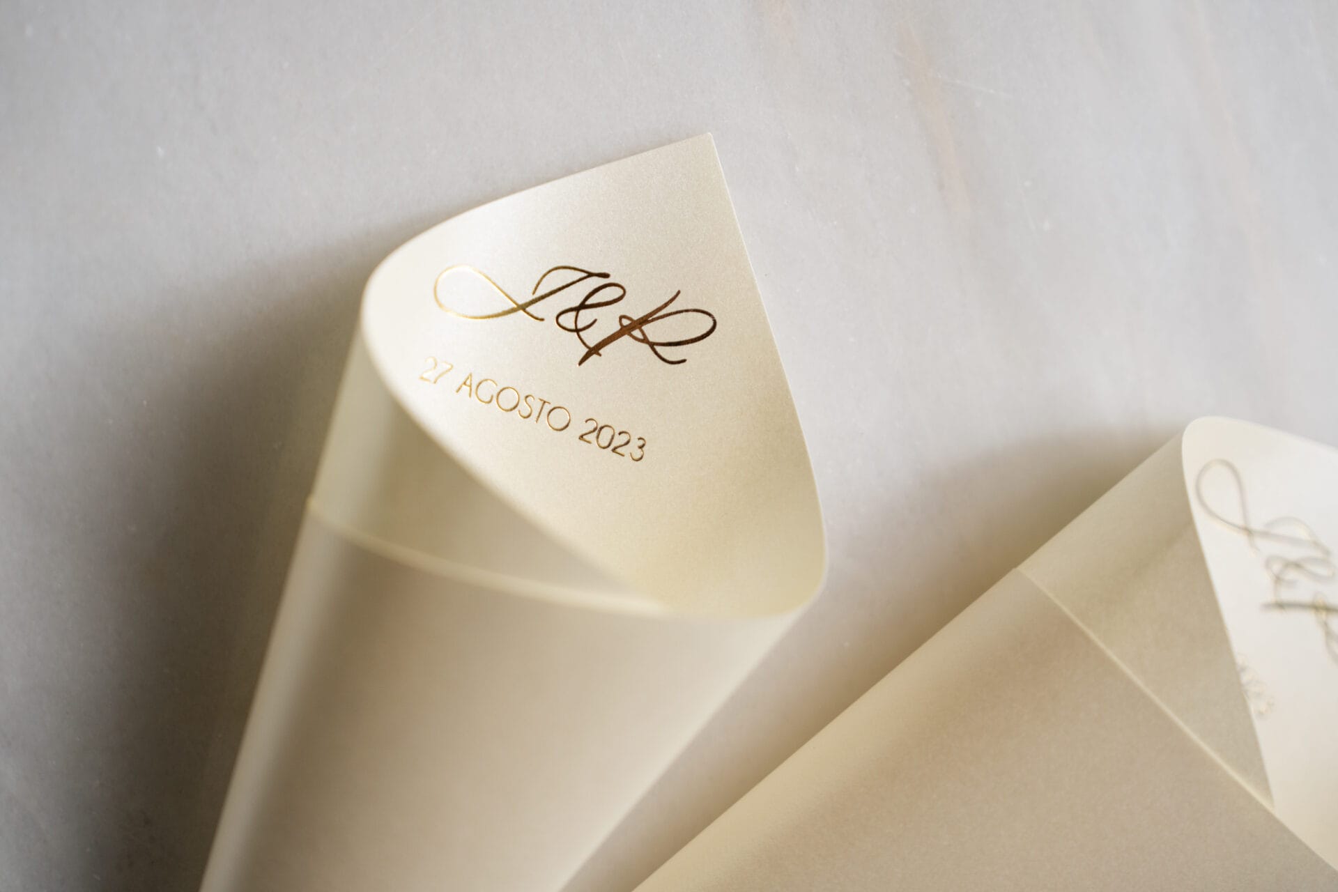 Cone Arroz Casamento Impressão dourado espelhado