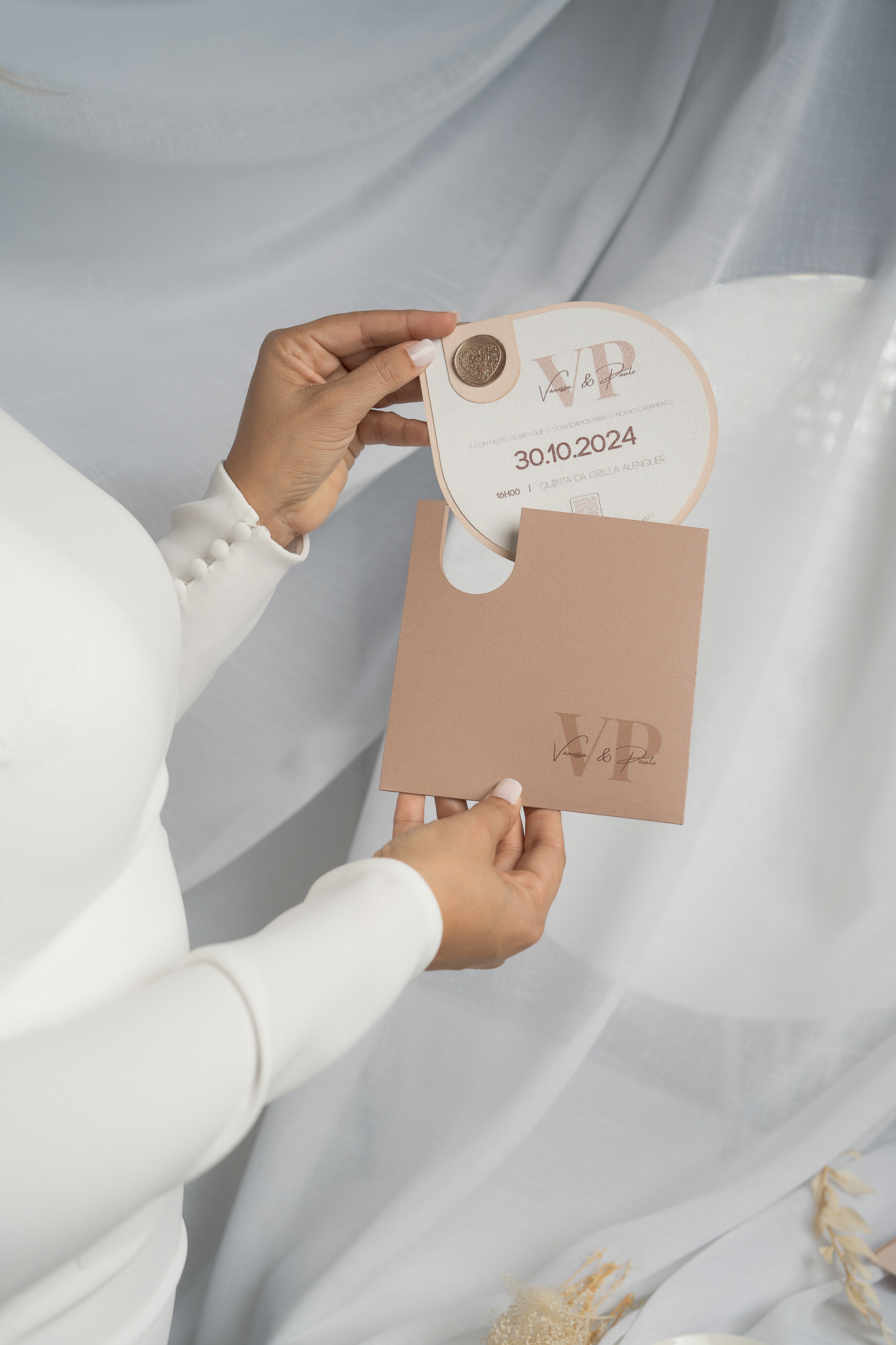 convite casamento lacre cor de rosa