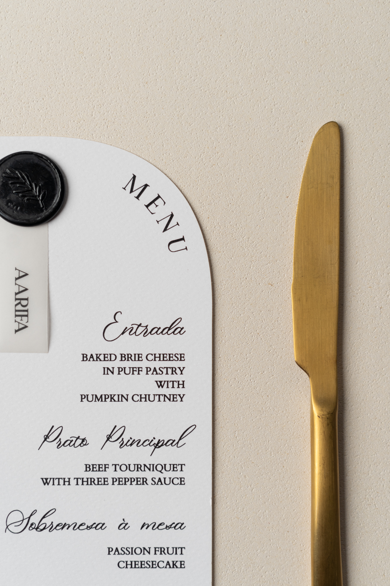 Wedding Menu Black wax-seal