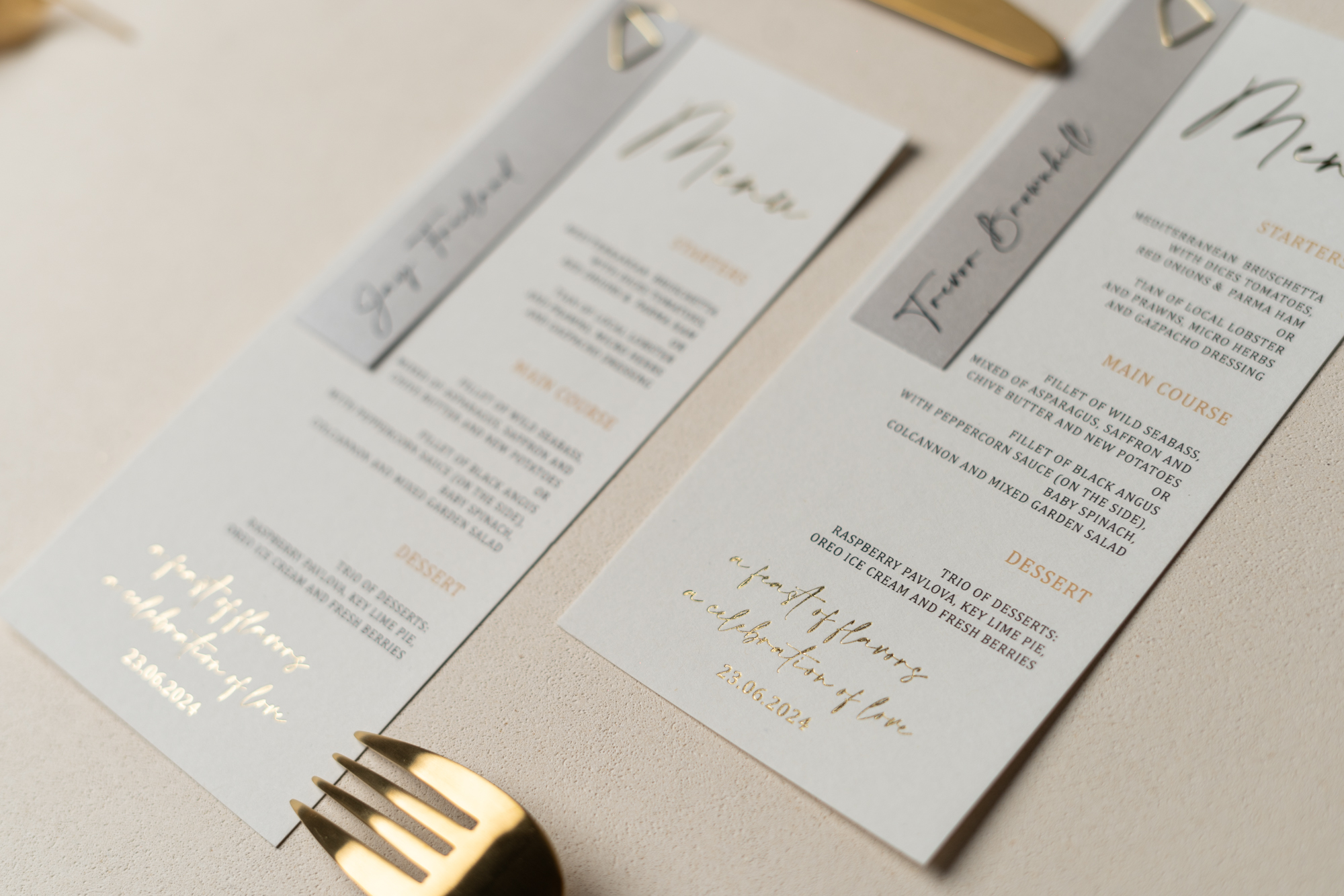 Menu e Marcador lugar Casamento