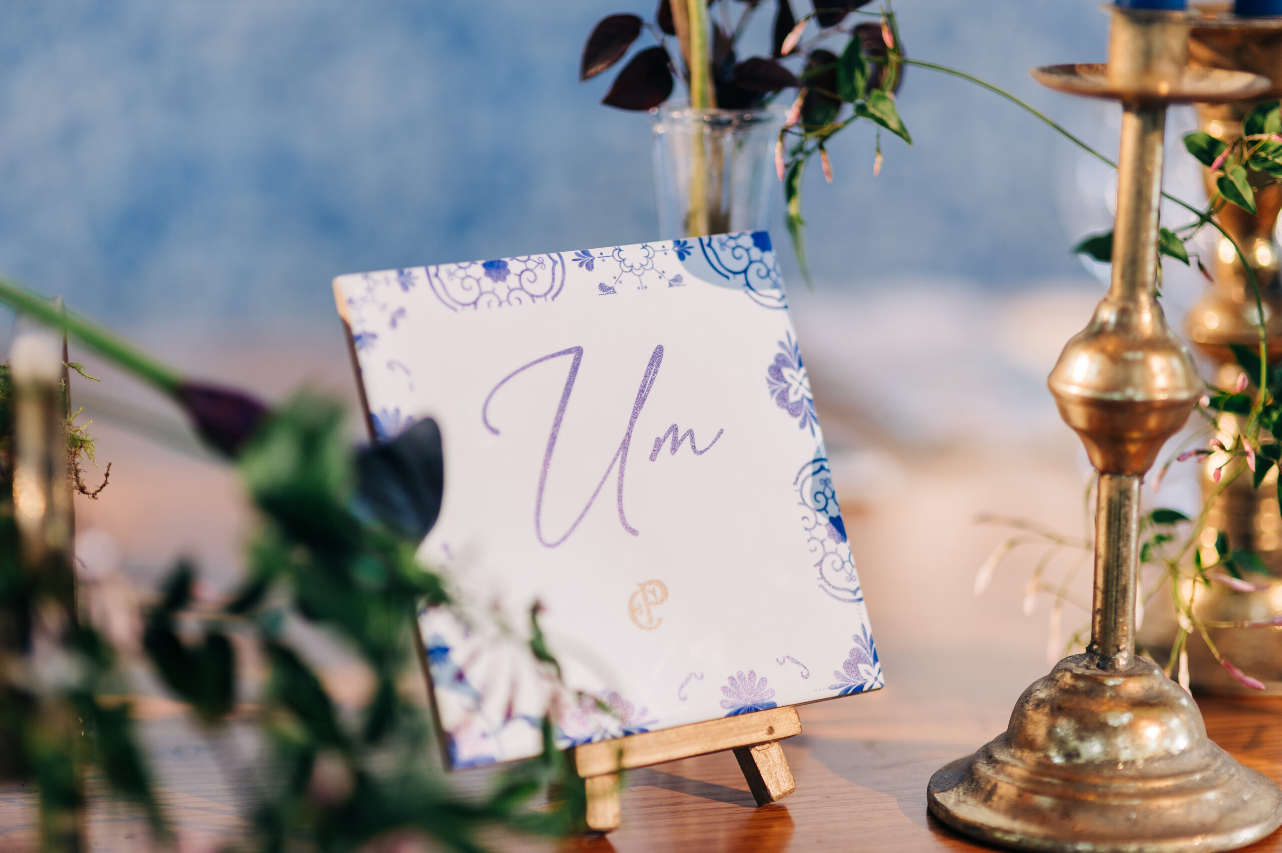 Marcador Mesa Casamento Azulejo