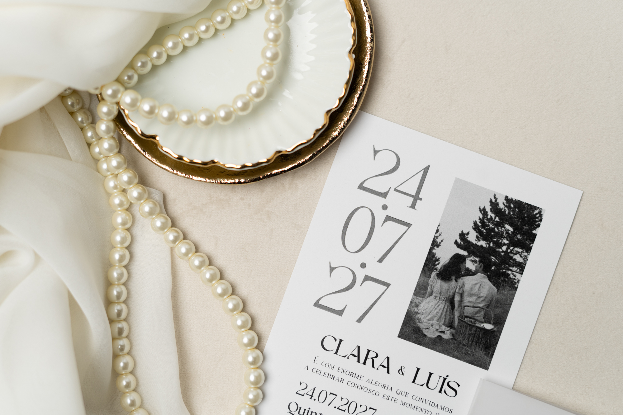 Convite Casamento Moderno Pérolas 7