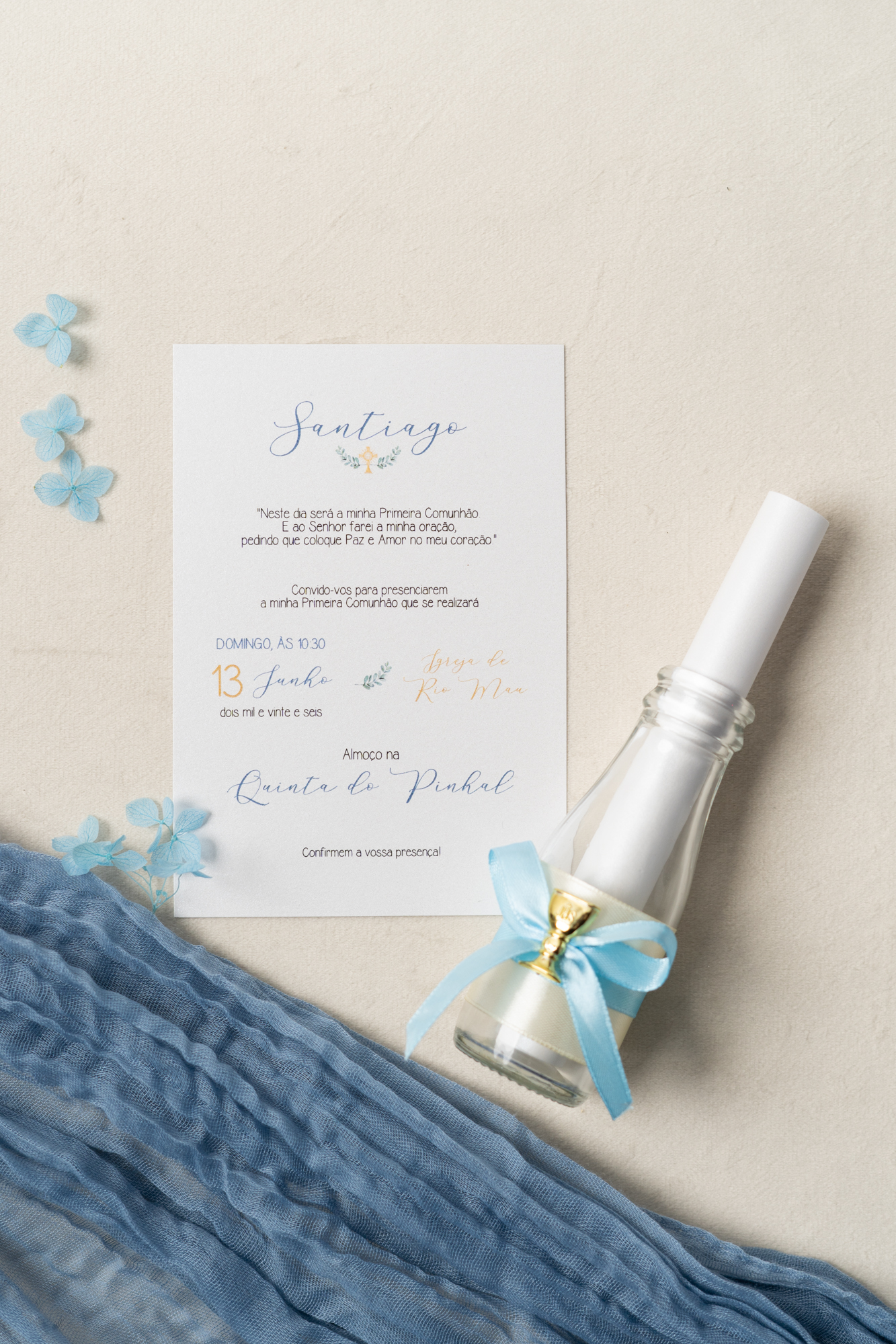 Convite Comunhão Elegante Garrafa