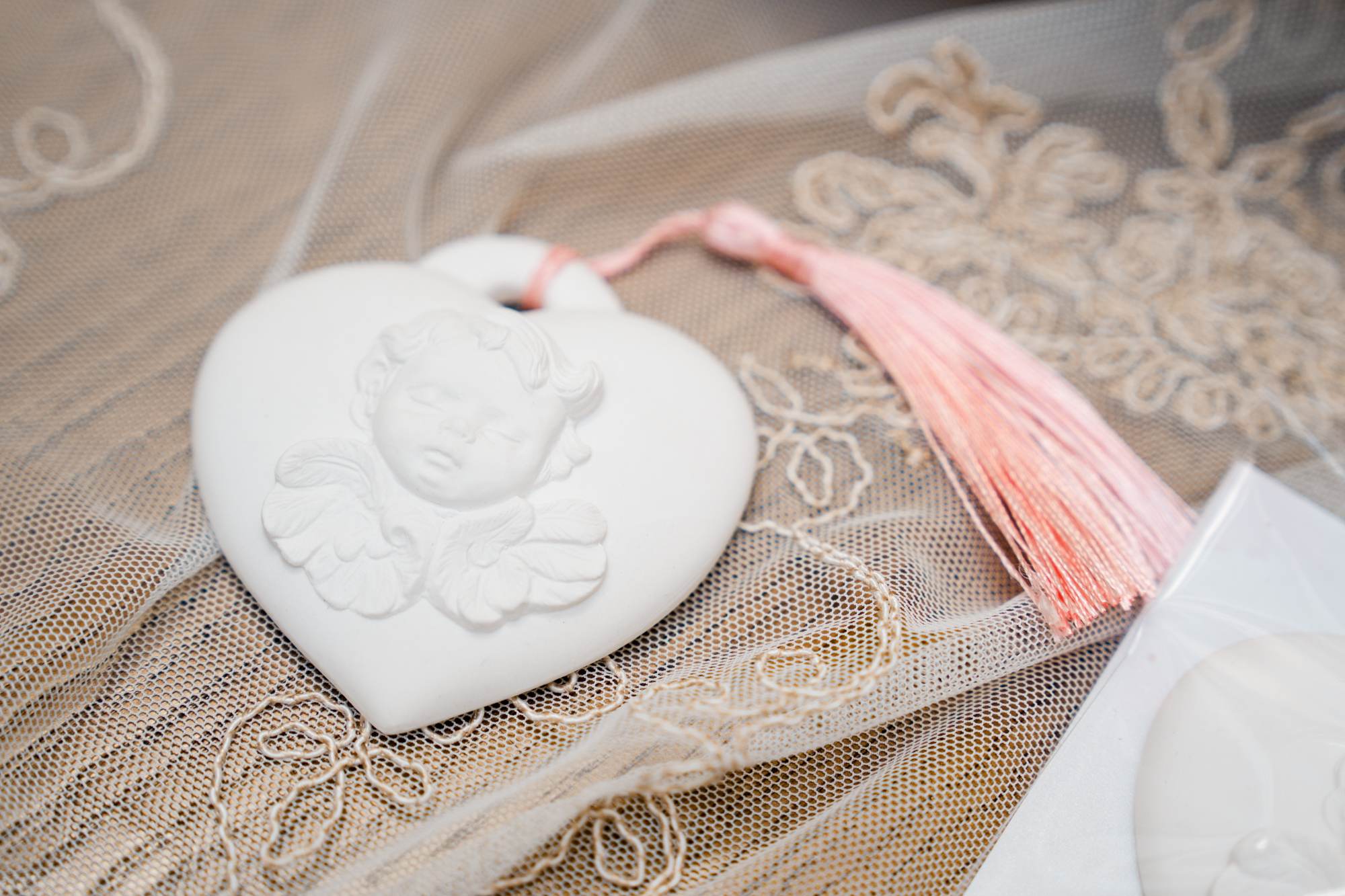 Lembrança Batizado Anjo Coração Gesso