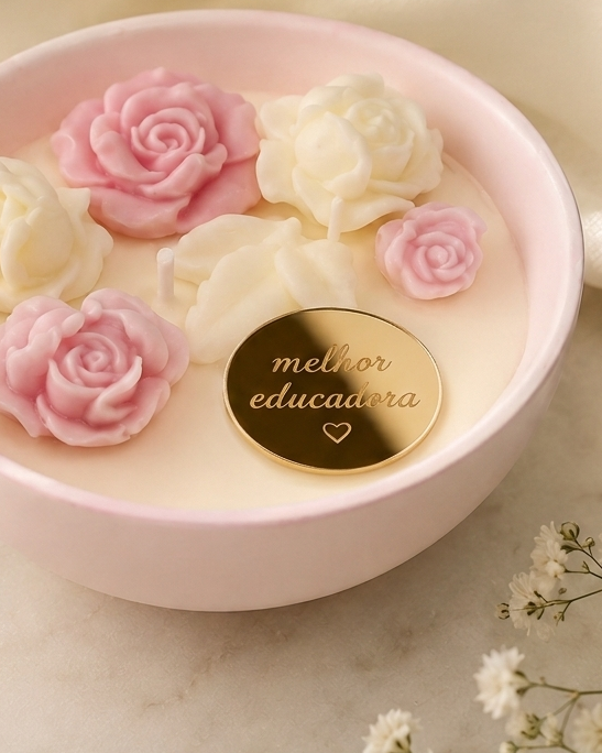 Vela Floral Decorativa Gesso 7
