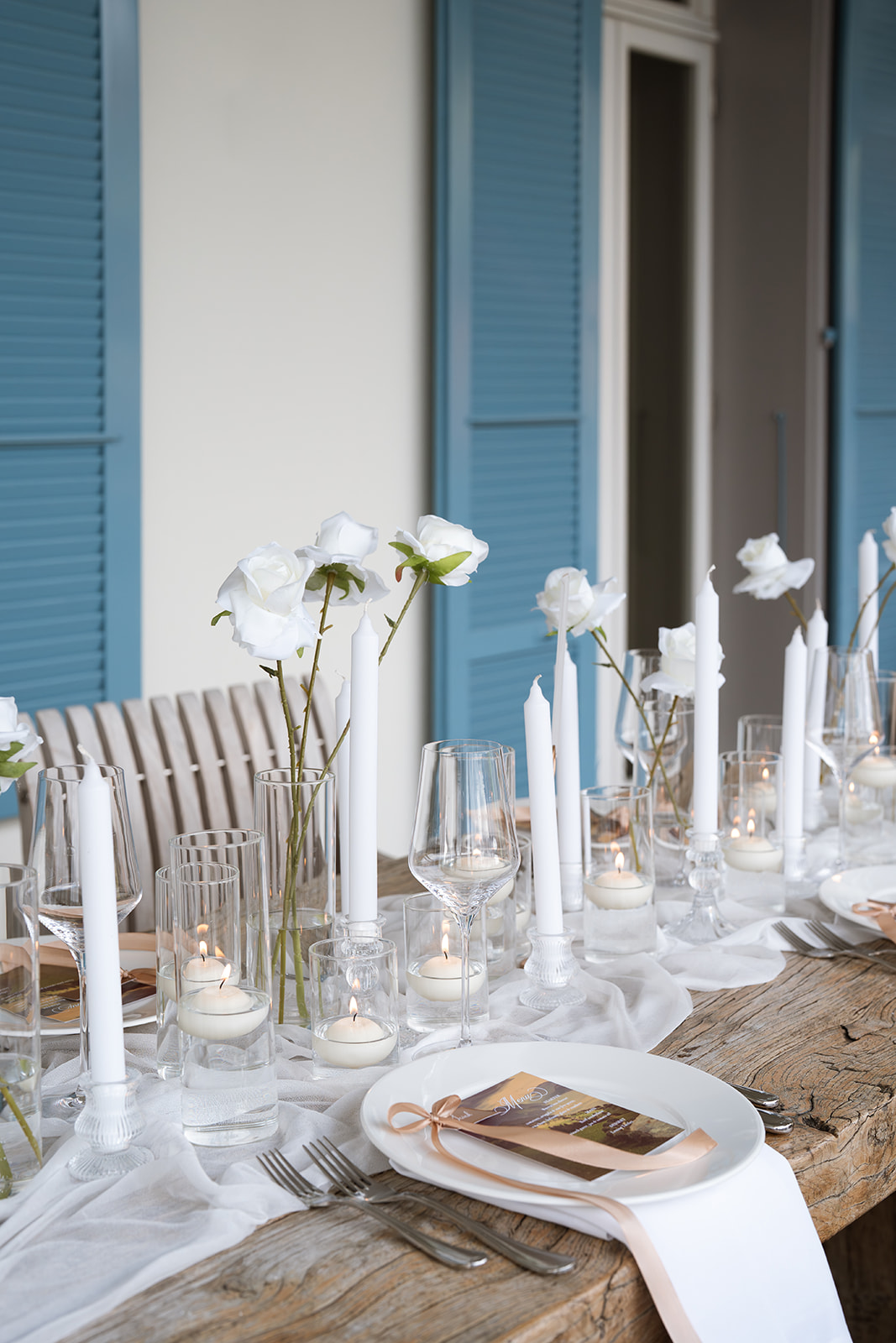 Menu de casamento e marcador de lugar