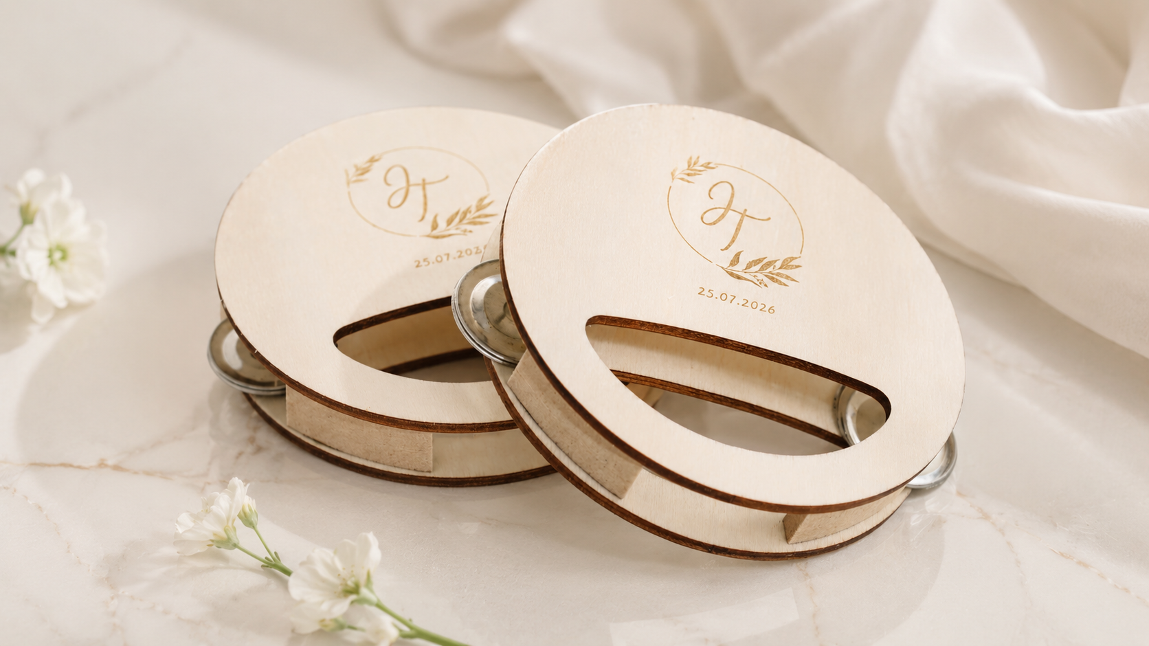 Lembrança Casamento Tamborim Gravado 5
