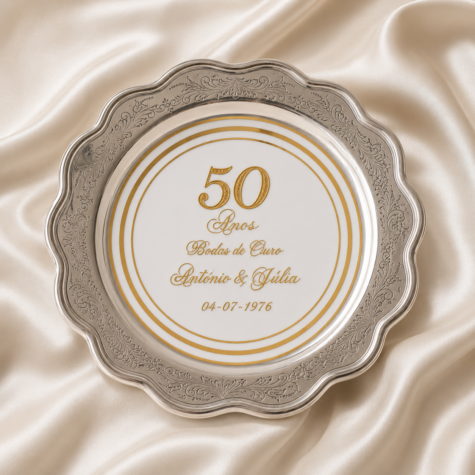 Imagem do produto Presente Bodas-Ouro Prato Personalizado