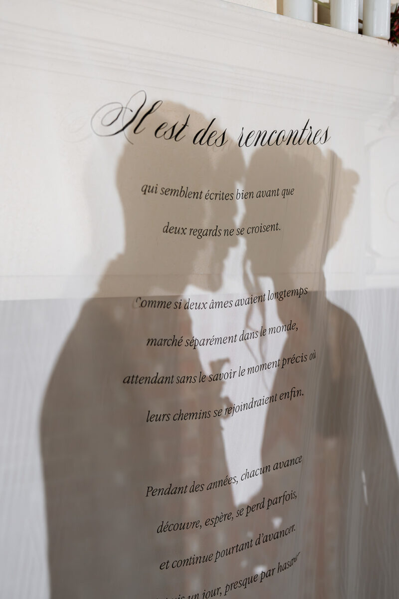 Tecido personalizado para casamento no Château Savignac